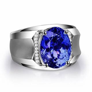 斯里蘭卡 3克拉 坦桑石 藍剛玉 奧地利水晶 戒指 二度燒 藍寶石 可調式戒圍(附贈飾品盒）