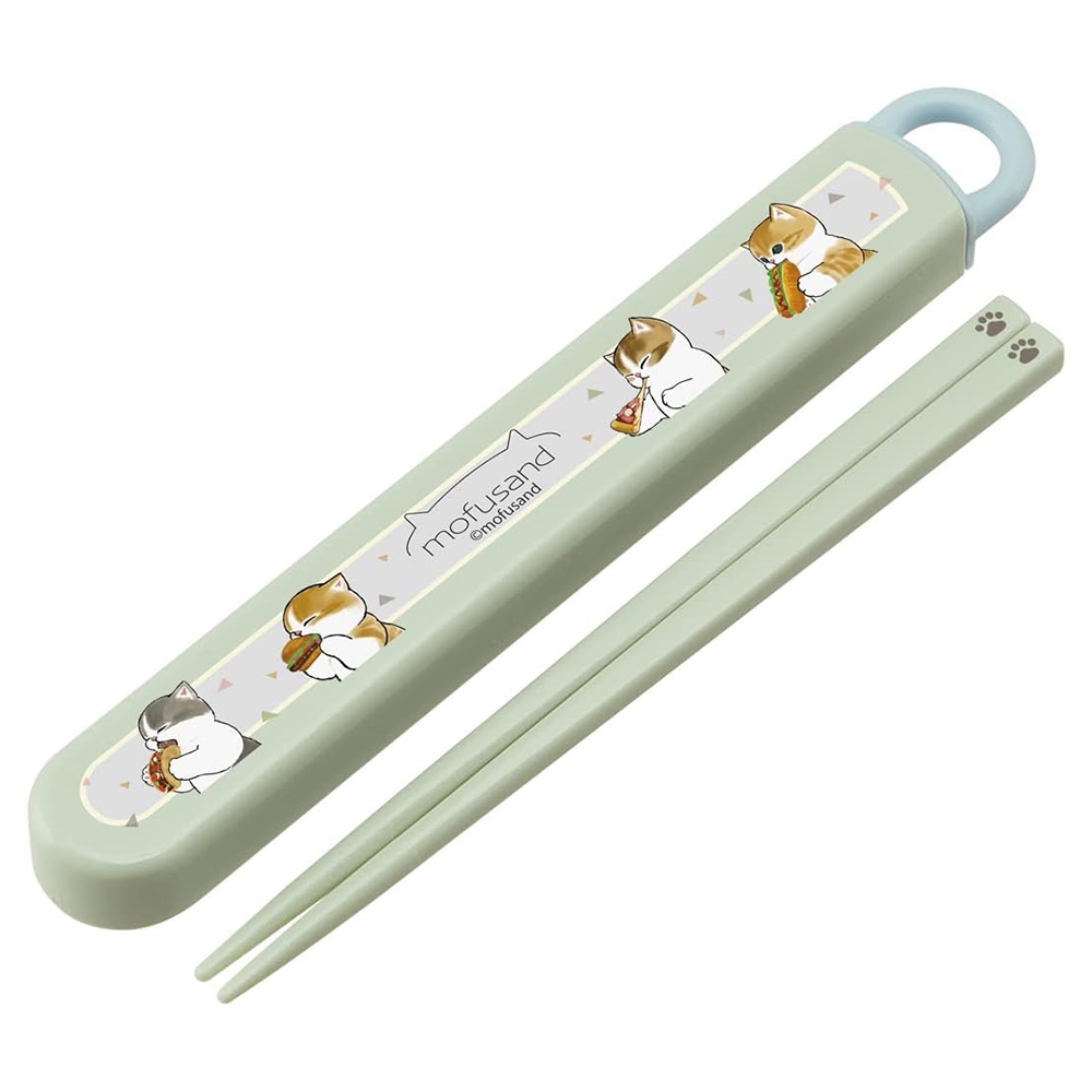 SKATER 日本製 兒童用 mofusand 貓福珊迪 滑蓋式環保筷 (附收納盒) 美食 AT64092
