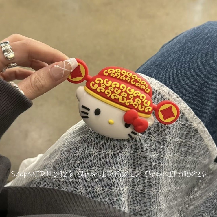 財神爺凱蒂貓 Kitty貓咪 軟硅膠 Airpods1/2/3保護套 蘋果無線藍芽耳機Airpods Pro2保護殼