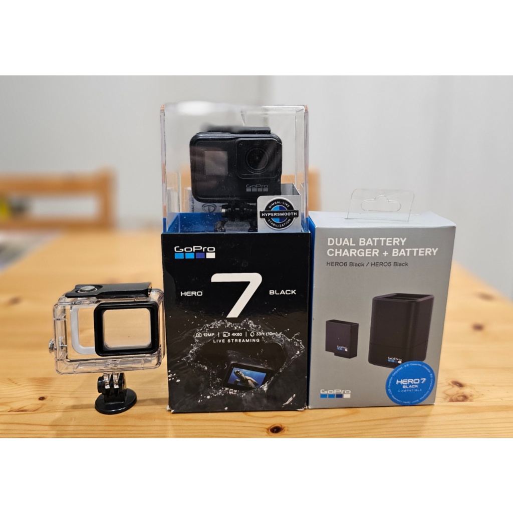 GoPro Hero 7 Black + GoPro雙電池充電器 + 防水殼 運動 攝影機 原廠盒裝