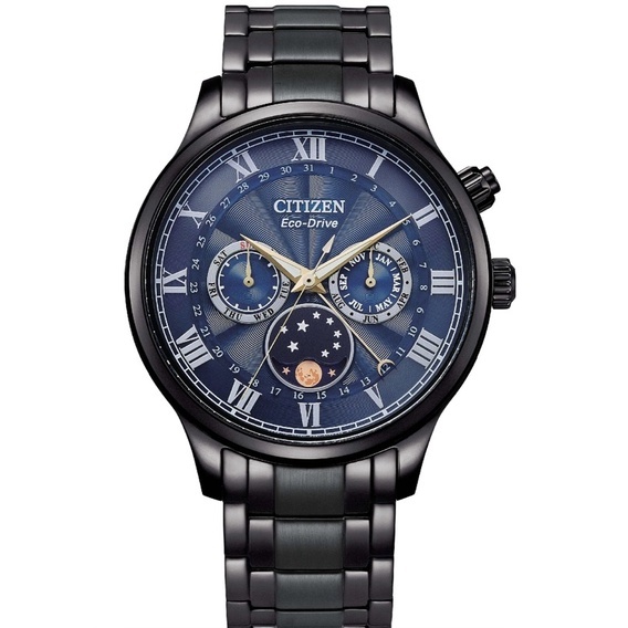 CITIZEN 星辰 亞洲限定 時尚光動能紳男月相手錶(AP1055-87L)