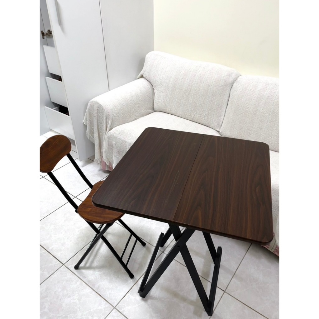 （贈送椅子）折疊質感餐桌 免安裝 親巧 露營野餐 小套房 書桌 折疊椅