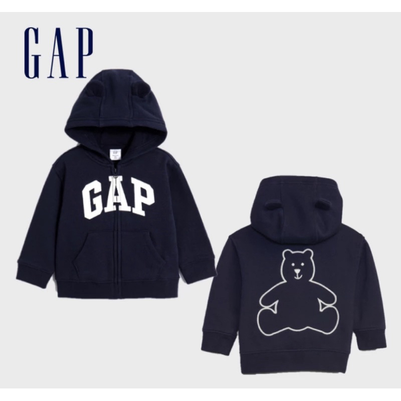 全新Gap 嬰兒裝 Logo熊耳連帽外套深藍色（吊牌未剪）#下單即贈兒童立體口罩