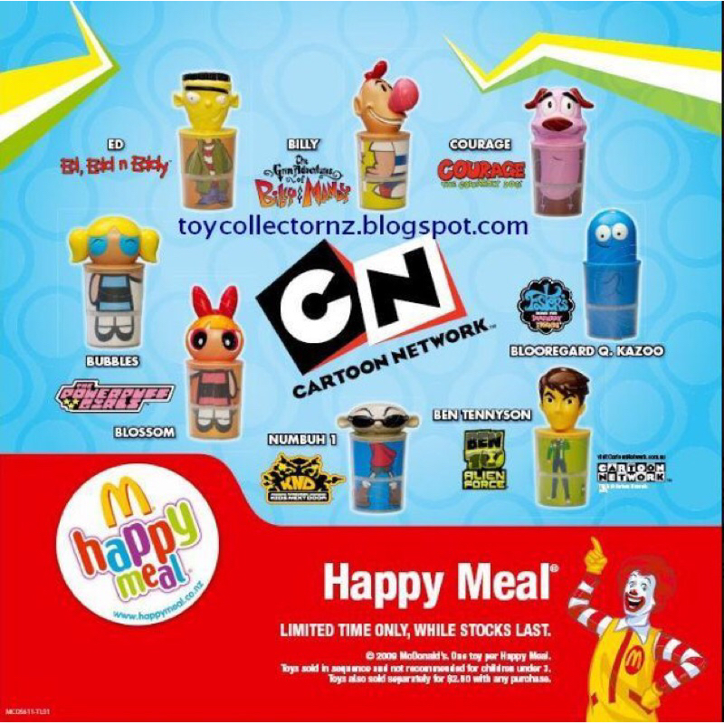 絕版老品2009年麥當勞 卡通頻道 兒童餐玩具 膽小狗英雄 飛天小女警 小孩大聯盟 Ben10 傻蛋三人組 阿鼻 收納盒