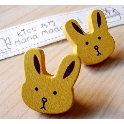 ➤ 無辜黃兔兔木釦 DIY拼布手作材料