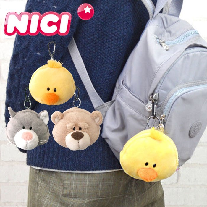 BEETLE 日本正版 NICI 零錢包 悠遊卡包 鑰匙圈 娃娃 吊飾 絨毛 玩偶 收納小包 貓咪 小鴨