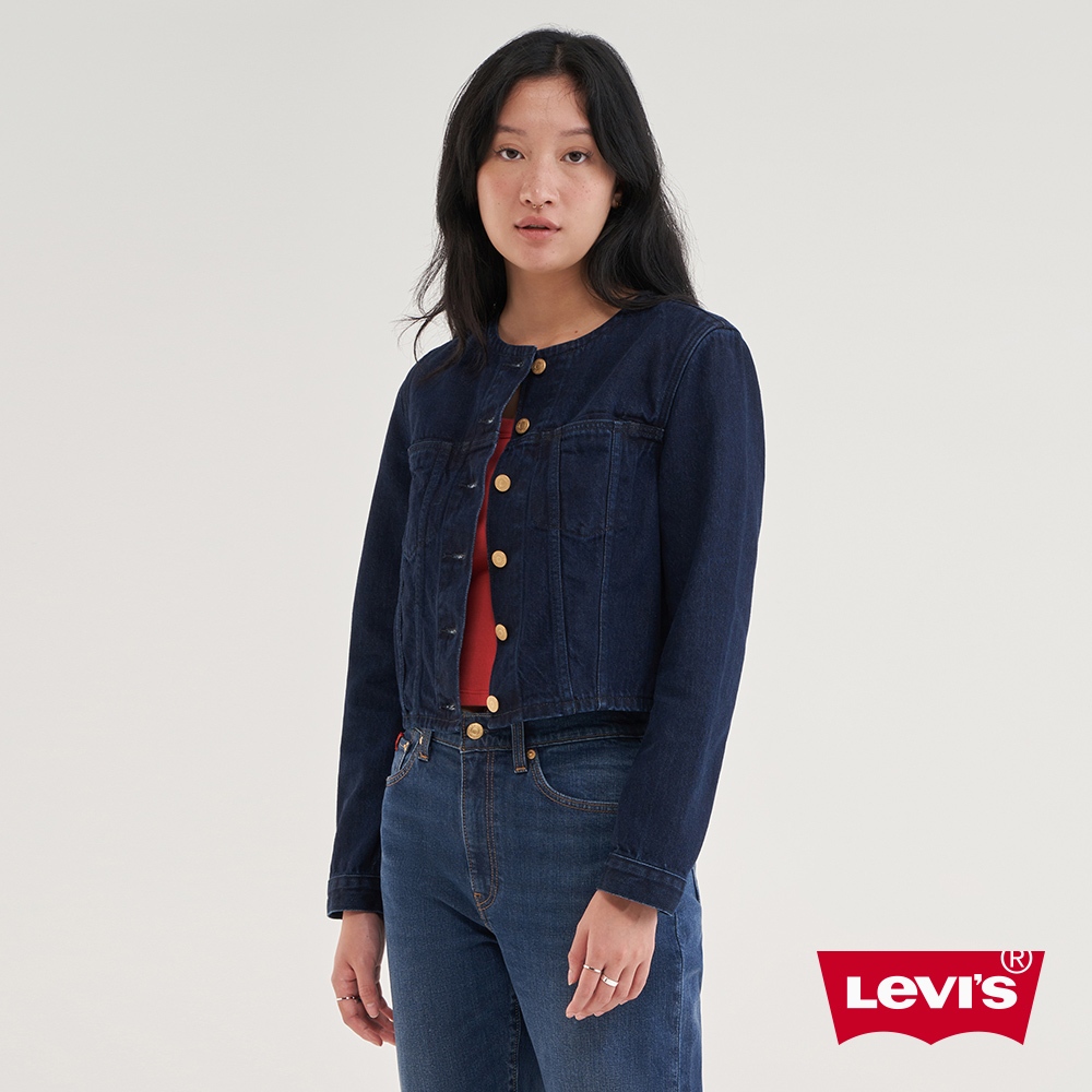 Levis 新年限定無領造型牛仔外套 / 金扣 / 天絲棉  女款 A7376-0000 熱賣單品