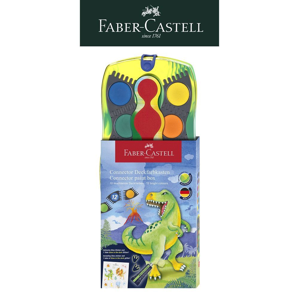 【Faber-Castell】恐龍創意連結水彩餅/季節限定｜限量款 售完為止/繽紛可拼接 兒童節精選 台灣輝柏