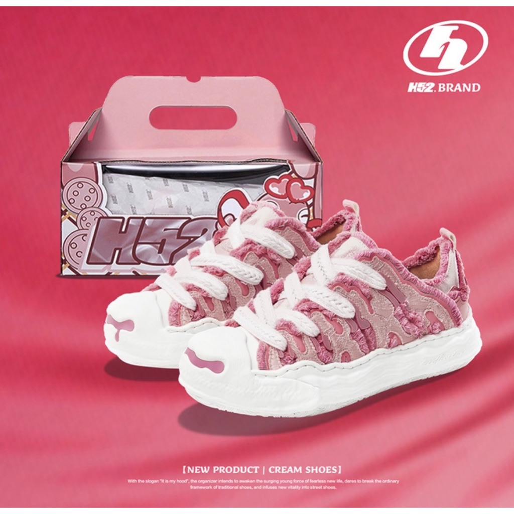 [ Amoment ]預購+現貨 H52 開口笑溶解鞋 紅豆粉 明星同款 大頭鞋 解構鞋 奶油鞋 蛋糕鞋盒