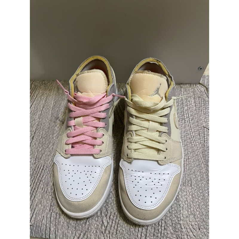 二手👟男鞋 26CM NIKE Air Jordan 1 低筒 SE Craft 麂皮 米白灰 DN1635-100