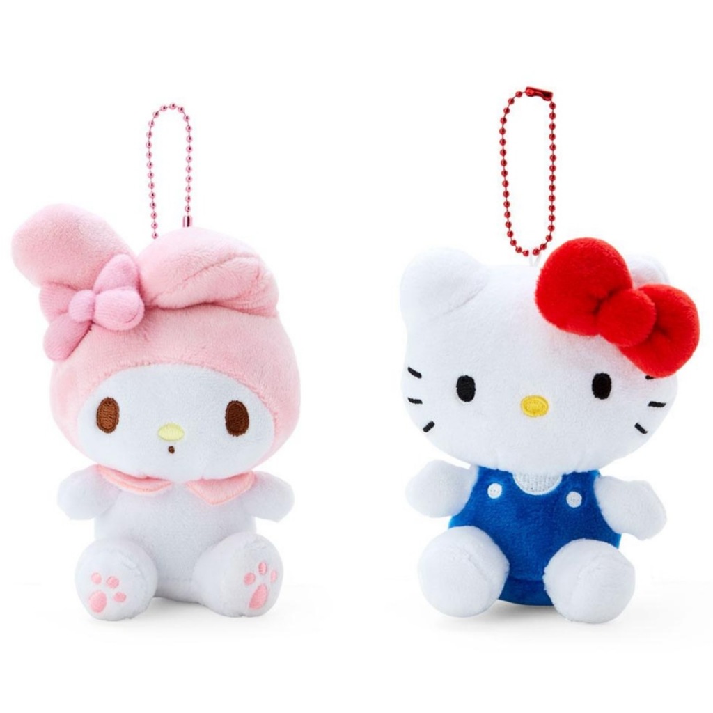 (現貨)日本帶回  Sanrio三麗鷗 經典款 珠鍊造型玩偶吊飾 kitty/美樂蒂 絨毛玩偶吊飾/鑰匙圈