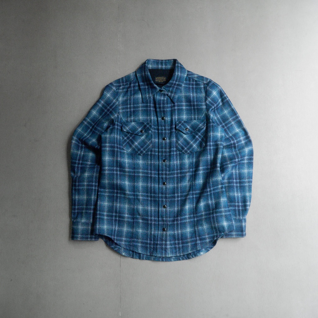 《白木11》 PENDLETON WOOL WESTERN SHIRT 美國 藍色 格紋 西部 羊毛 長袖 襯衫