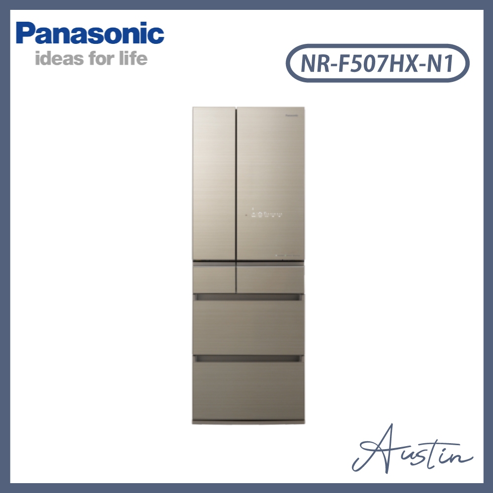 【含基本安裝】Panasonic 國際牌 NR-F507HX-N1 電冰箱 500公升 日本製 無邊框玻璃6門-翡翠金