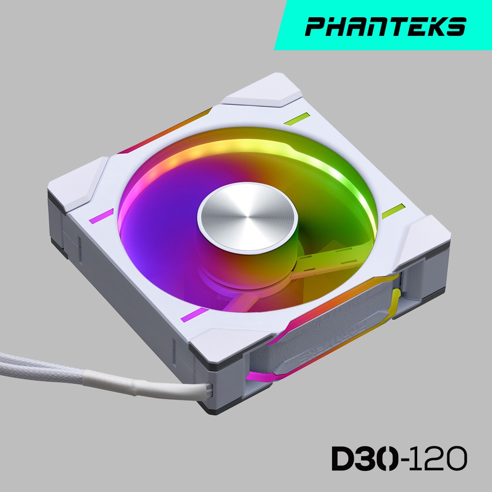 Phanteks 追風者D30-120 ARGB 白色高階散熱風扇/單包裝/三包裝/正轉/反轉/厚度30mm