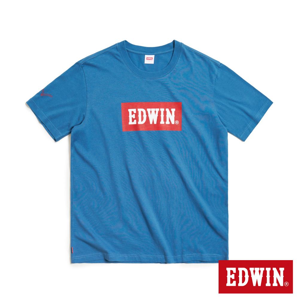 EDWIN 音樂紅印花短袖T恤(灰藍色)-男款