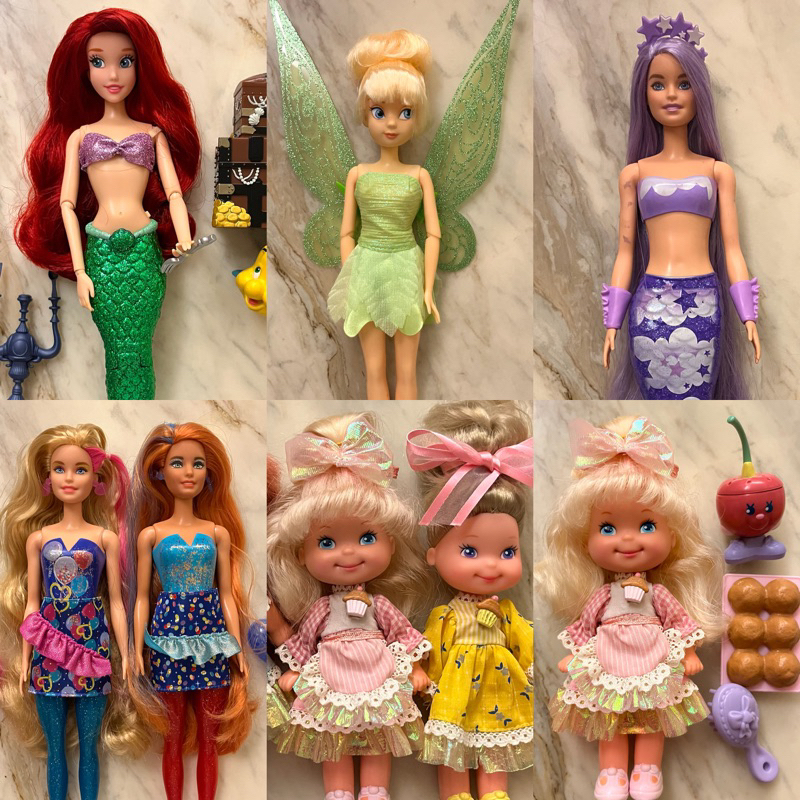 正版二手娃娃系列（無盒）出清/迪士尼小美人魚、奇妙仙子、美泰兒水溶芭比、古董Cherry Mary Muffin