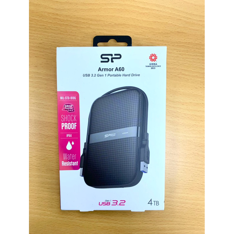 SP 廣穎 Armor A60 4TB 2.5吋 軍規防震行動硬碟 黑(SP040TBPHDA60S3A)