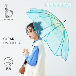 【日本because 透明花瓣傘】透明傘 透明雨傘 勾勾傘 鬱金香透明花瓣 直傘 日本雨傘 雨傘 because傘