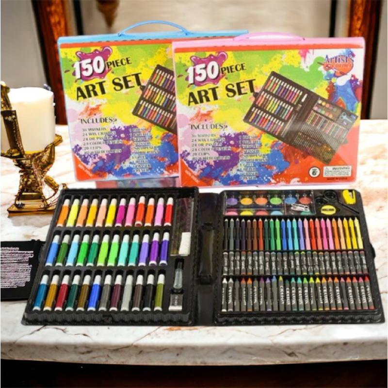 台灣現貨 150件塗色套組 彩色筆 水彩筆 蠟筆 文具組 色筆 色筆禮盒 美術用品 畫圖 繪圖