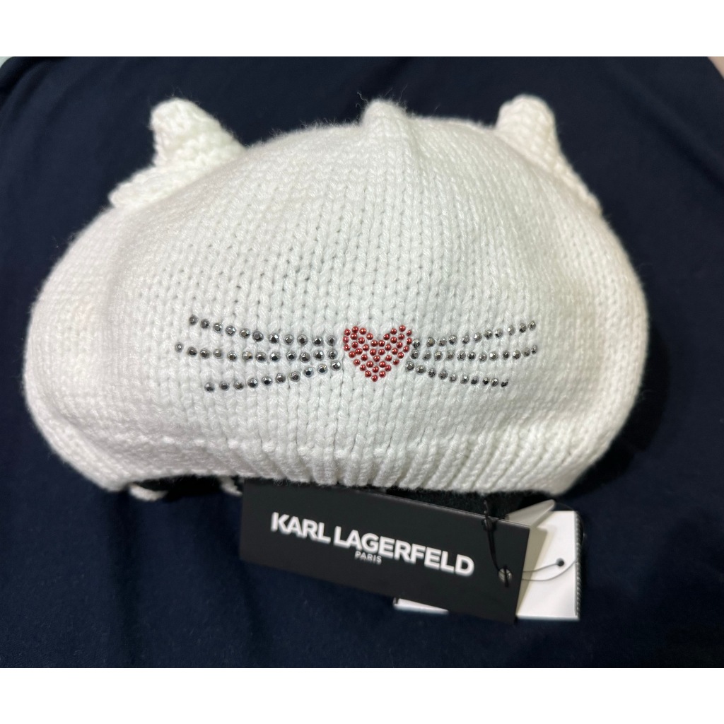 Karl Lagerfeld 卡爾老佛爺 貓咪帽 白色 美國專櫃購入 正品 台灣現貨