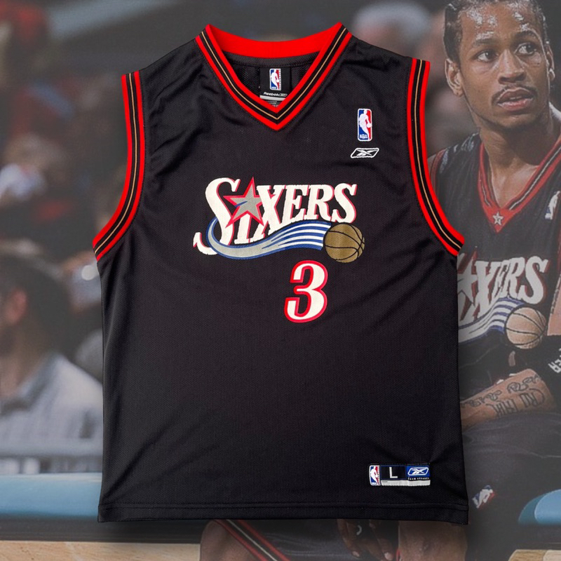 Allen Iverson 76ers 🌠 Reebok 費城76人 青年版 燙印 黑流星 NBA 球衣 古著