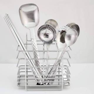MIT臺灣製造 #304不銹鋼二格筷架 厚實線條 方型餐具桶 筷筒 18-8不鏽鋼湯匙架 叉子 2格 筷子架 筷籠 瀝水
