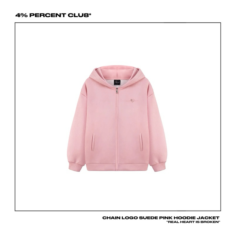 4 PERCENT CLUB 4% 鎖鏈款粉色麂皮外套（情人節限定） S號