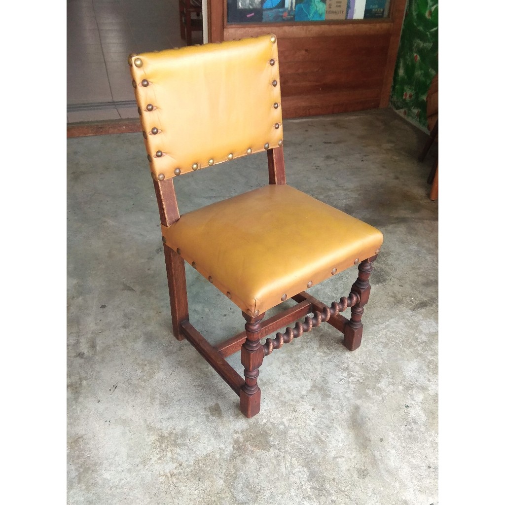 歐洲老物-法國老木件-法國皮革老木椅單張4000元(需自取)