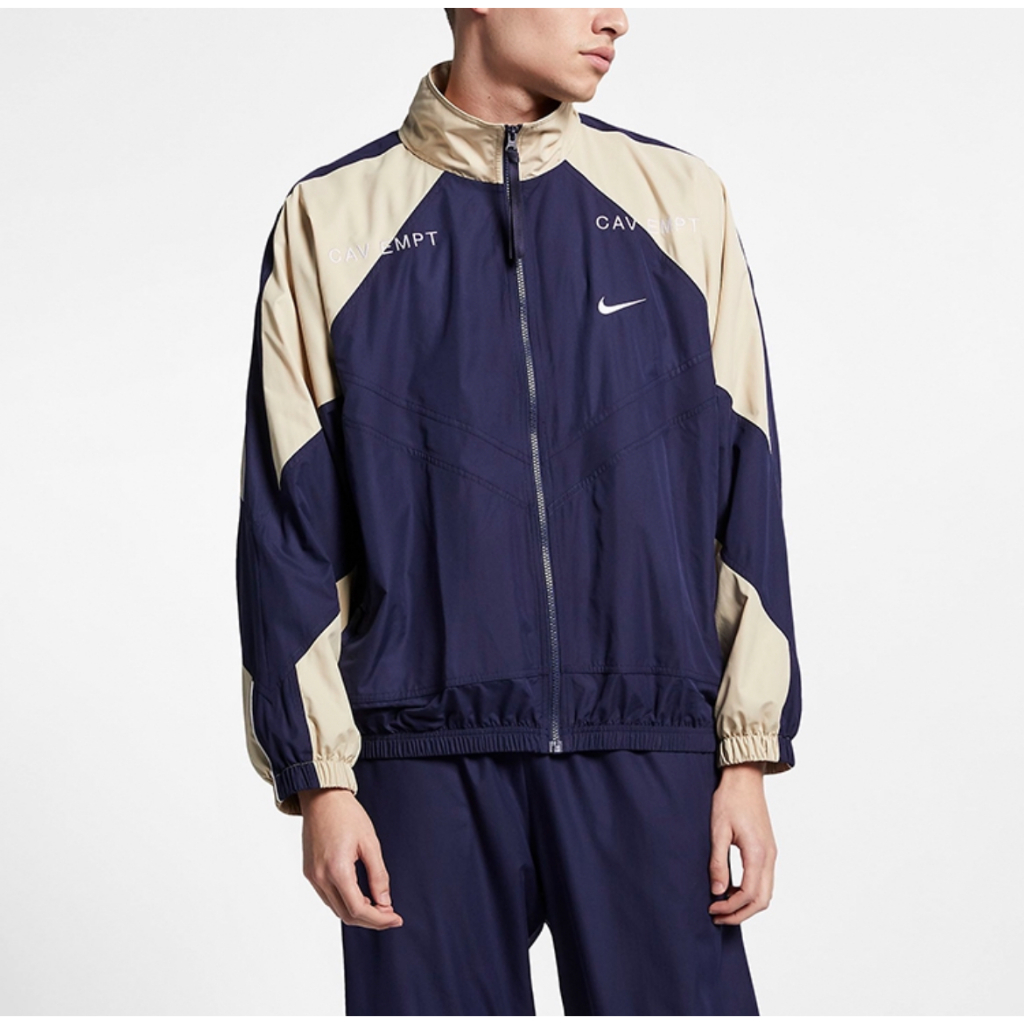 全新 NIKE x Cav Empt 超限量藍色拼色刺繡立領外套夾克外套 褲子 運動套裝 AR1389 AR1398