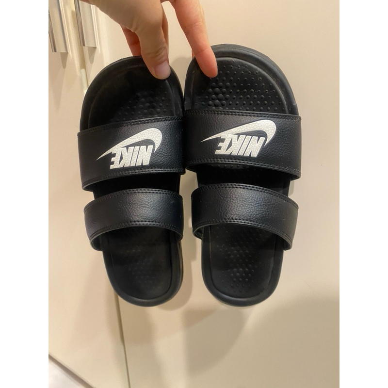 正韓Nike 雙條 軟底運動拖鞋 黑色  23cm/US6