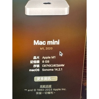 二手未過保 M1 Mac mini M1 8G 512G 蘋果電腦 Apple 台南
