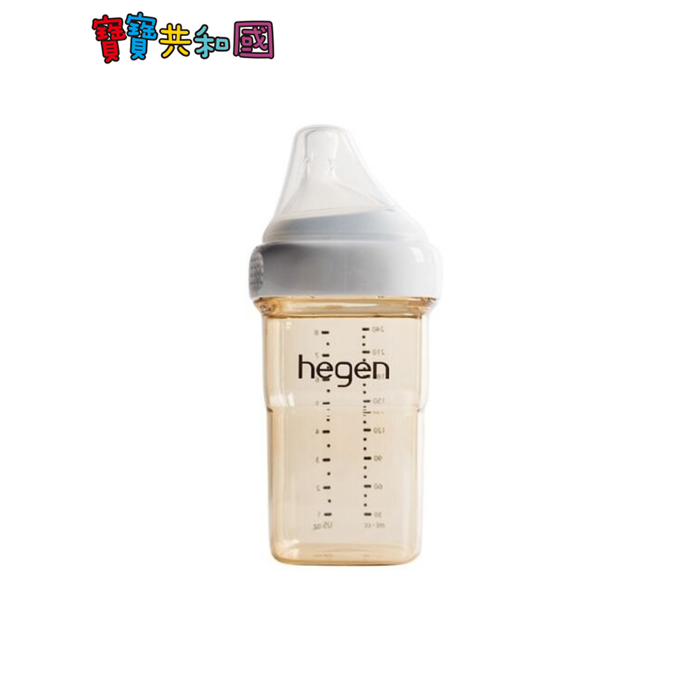 hegen 金色奇蹟PPSU多功能方圓型寬口奶瓶 240ml 防脹氣 擬乳奶嘴 3-6M適用 新生兒奶瓶 寶寶共和國