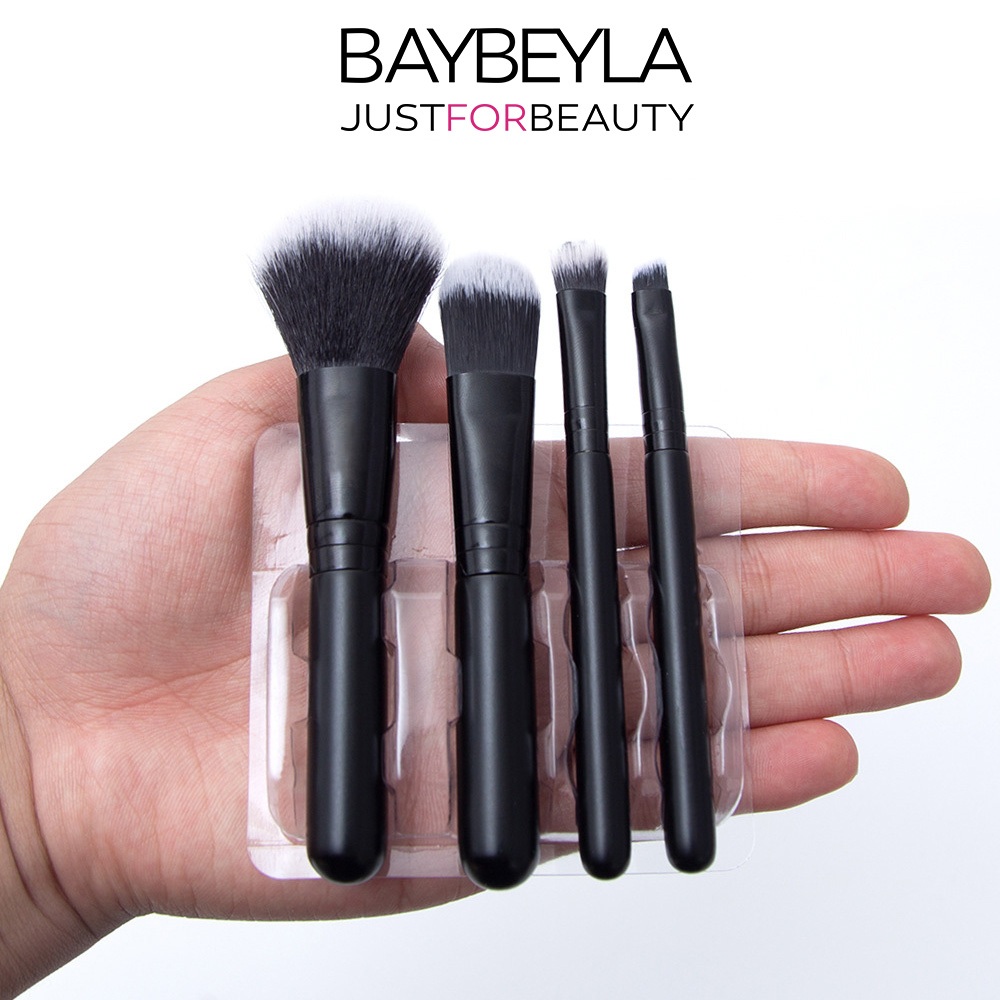 【BAYBEYLA貝貝拉】短柄化妝刷4件旅行組 (送網狀刷具收納包) / 迷你旅行刷