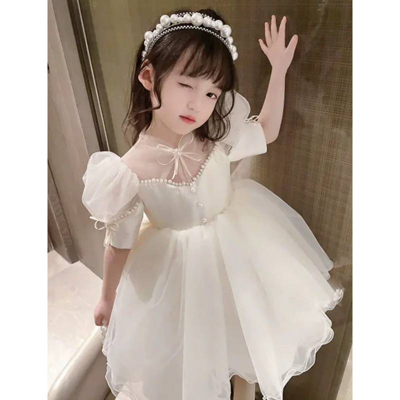 女童香檳色小禮服 畢業拍照 女童禮服 女童公主裙 花童小禮服 lingling shop