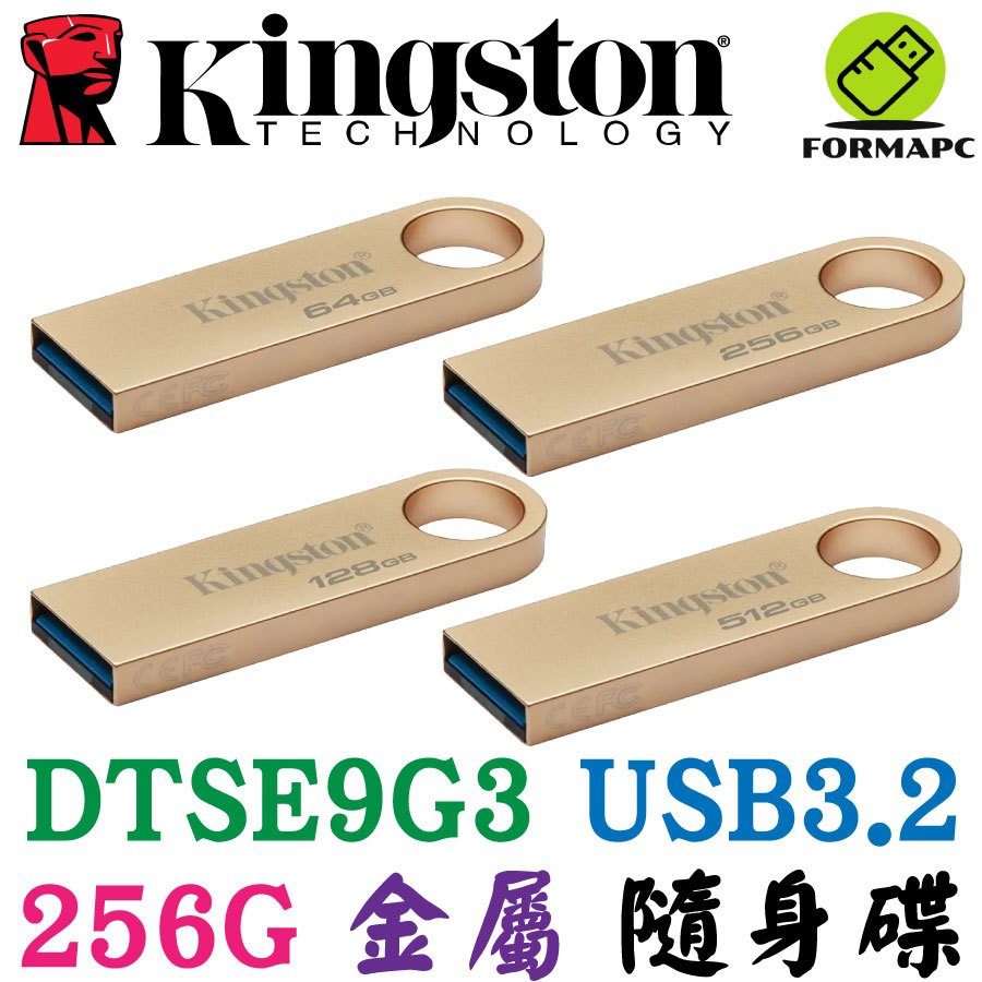 Kingston 金士頓 DataTraveler SE9 G3 256GB USB3.2 金屬 隨身碟 DTSE9G3