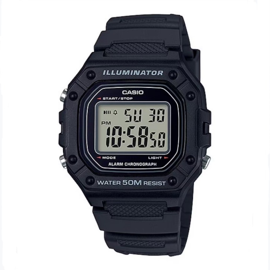 【CASIO 卡西歐】潮流復古方形電子錶 W-218H-1A 43.2mm 現代鐘錶