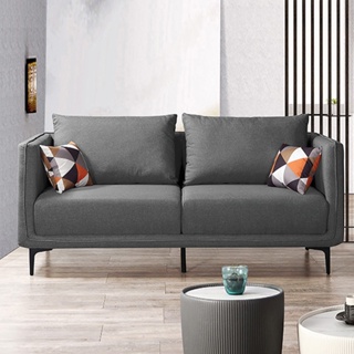 Boden-哈森灰色布面獨立筒沙發三人座/沙發椅-附抱枕