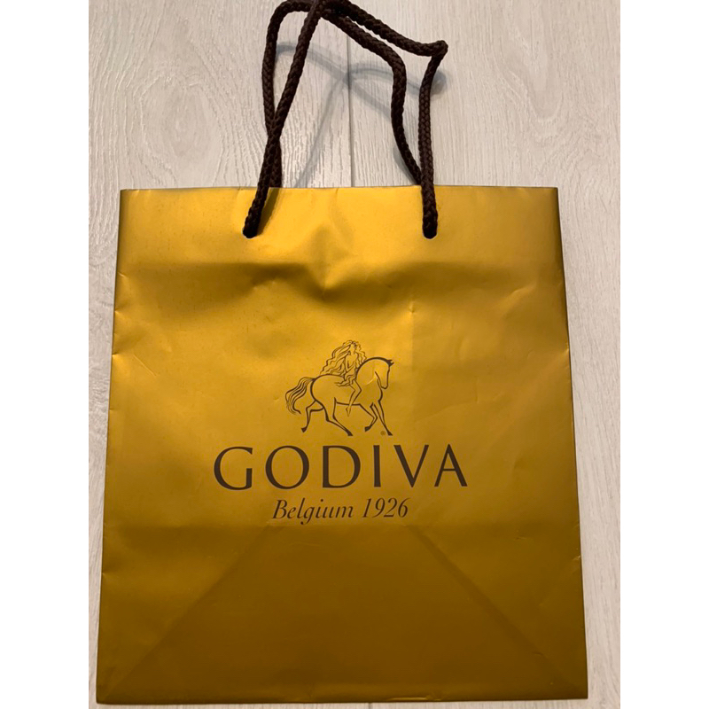 GODIVA 專櫃品牌紙袋 提袋 禮物袋 情人節禮品袋 金色質感極佳 裝箱空運帶回 難免多少有些許摺痕   有瑕疵