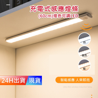 【色溫可調LED感應燈】 60cm 感應式 LED燈 磁吸燈 感應燈條 充電燈 樓梯 衣櫃 櫥櫃 E10007