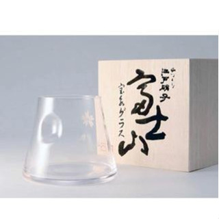 日本【江戶 田島硝子】 EDO GLASS 富士山櫻花杯 木箱裝禮盒🎁| 富士山杯 啤酒杯 威士忌杯