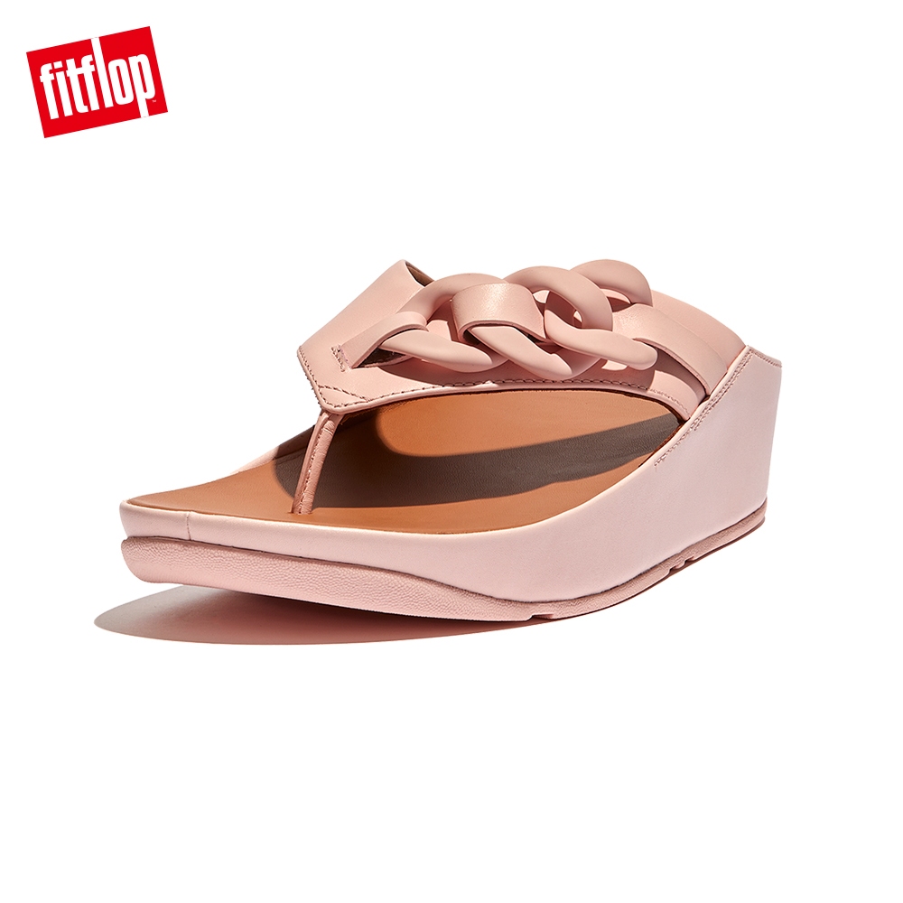 【FitFlop】OPALLE RUBBER CHAIN TOE-POST SANDALS鏈條造型夾腳涼鞋-女(玫瑰鹽)