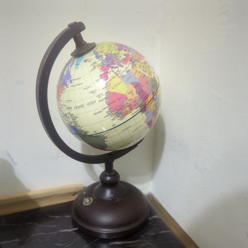 地球儀 檯燈 可愛 古董 地理