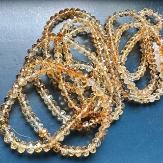 小極品-天然雙色 黃水晶 香檳黃酒黃雙色5mm+方塊鑽石刻面 方珠（單圈）手珠手鍊DIY串珠•點點水晶