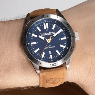 Timberland HILLSBORO系列 經典休閒腕錶 皮帶-藍/咖啡色43mm(TDWGB0041402)