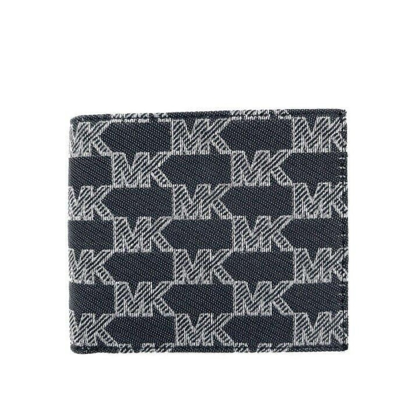 MICHAEL KORS MK 黑色織布材質 男夾 短夾 皮夾 錢包 M93740