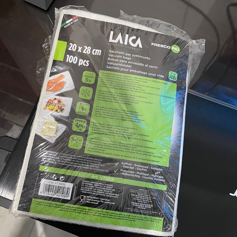 9.99成新）LAICA 義大利進口 網紋式真空包裝袋 袋式 20 X 28 cm 食物保鮮袋