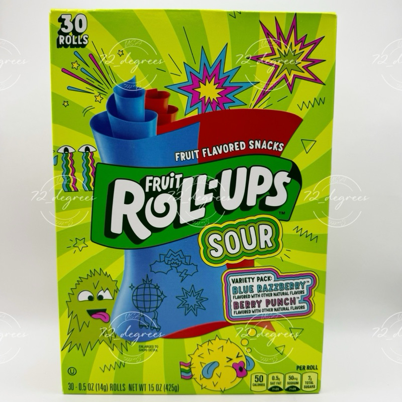 ✈️72_degrees 現貨! 美國 Sour Fruit Roll-Ups  酸酸色紙糖 水果色紙糖 捲捲糖