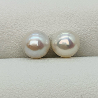 🎀小小飾品🎀 天然海水珍珠耳環Akoya珍珠耳釘稀有彩凜珠花珠近正圓無瑕珠光極亮小燈泡S925銀針