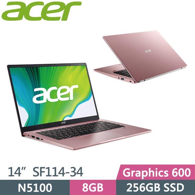 ACER SWIFT 1 SF114-34-C9ZV 粉(N5100/8G/256G SSD/14吋/Win11) 輕薄