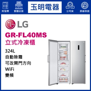 LG直立式冷凍櫃 324L無霜冷凍櫃 GR-FL40MS